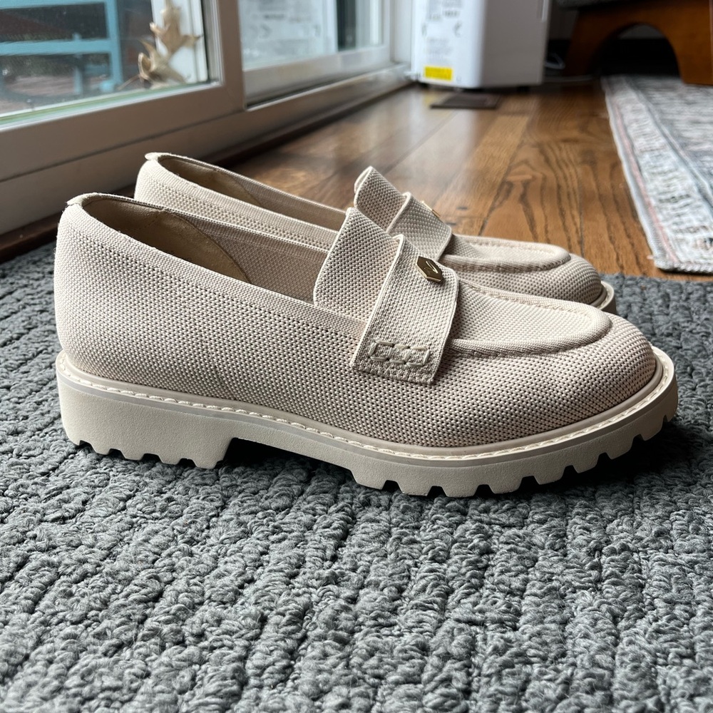 Vivaia Platform Chunky Heel Loafers (Almond)